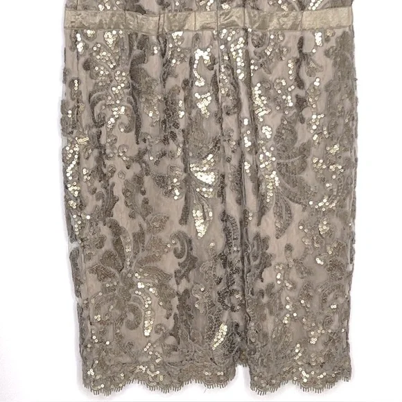 Tadashi Shoji Sequin Lace V-Neck Cocktail Dress - Picture 10 of 15